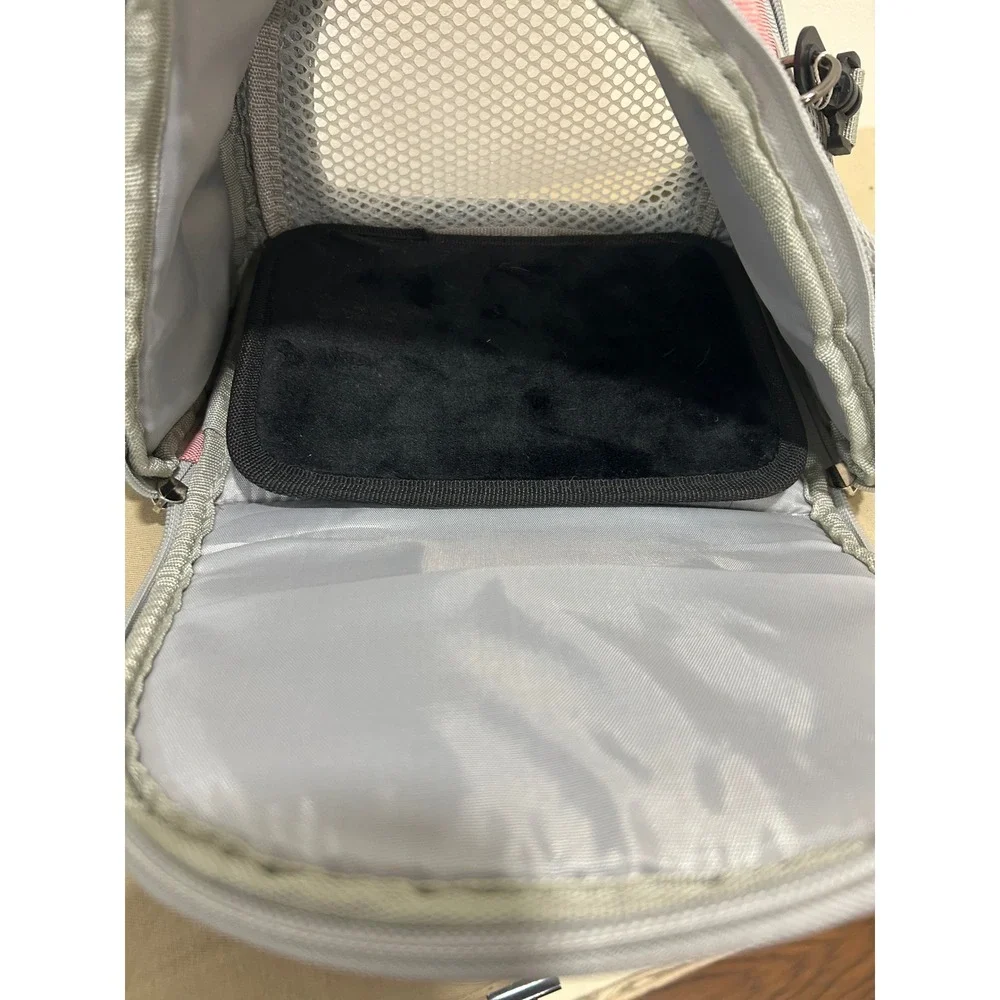 YUDODO Small Pet‎ Carrier Bag Pink Grey Mesh Breathable Travel Tote for Hamsters